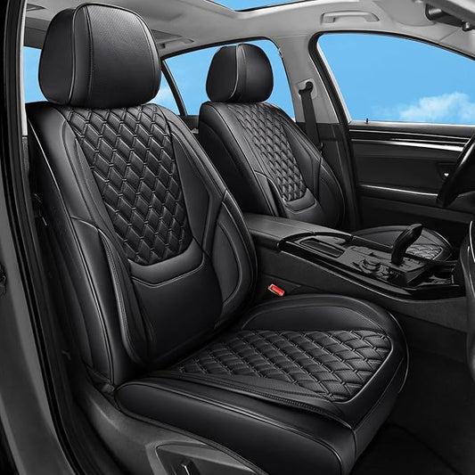 Car Seat Covers Full Set,5 Seat Leather Seat Covers for Cars,Front Seats and Back Seat Cover,Waterproof Car Seat Cushion Protectors,Universal Fit for Most Cars SUV Trucks(Black, Full Set)