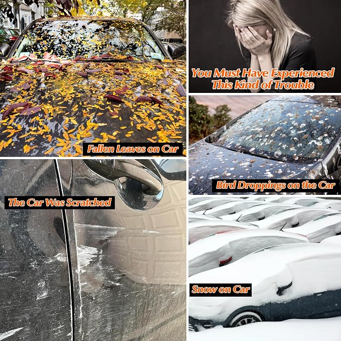 600D 16-Layer Heavy Duty Universal Car Cover, All Weather Waterproof Outdoor & Indoor Full Protection, UV Sun Snow Rain Dust & Scratch Resistant, Fits SUVs Body Length up to 180" (15 ft) Black