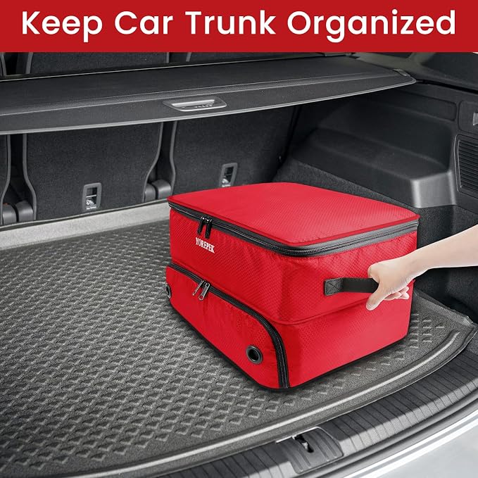 YOREPEK Golf Gifts for Men, 2 Layer Golf Trunk Organizer for 2 Pair Shoes | Waterproof Car Trunk Locker with Separate Ventilated Compartment for Balls, Tees, Clothes, Gloves, Birthday Gifts for Golfers