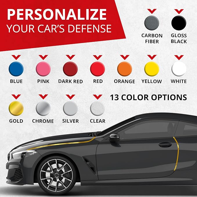 All-Fit Automotive Car Door Edge Protector – Universal DIY Edge Trim to Prevent Scratches & Dings – Flexible Adhesive Molding Trim for Cars, Trucks & SUVs (10 Ft - Gold)