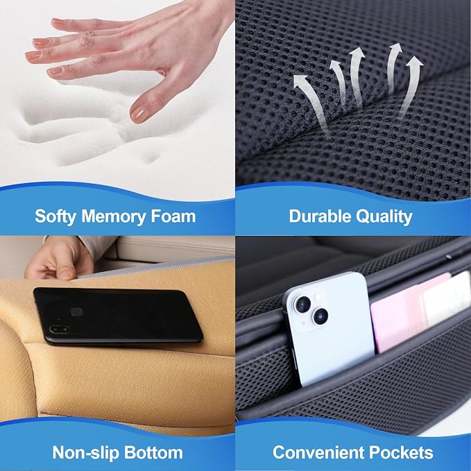 Lofty Aim Car Seat Cushion for Driving, Memory Foam Driver Seat Cushion | Car Seat Cushion for Long Driving, Automotive Seat Cushion for Pain Relief, Car Seat Pillow Fits Vehicles, Office, 4D Black