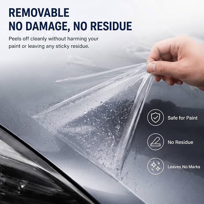Piano Black PPF Paint Protection Film – 5FT x 50FT Roll with PET Liner, Ultra Gloss Finish, Bubble-Free & Repositionable Adhesive, UV Protection for Tesla Model Y/SUV/Truck (Gloss Clear)