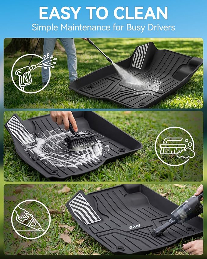 3W Floor Mats & Cargo Liner Fit for Honda CR-V 2023-2026 (Include Hybrid) | Fit for (Upper Positon) Trunk Unscented All-Weather TPE Heavy-Duty Car Mats Stain Prevention Easy to Clean