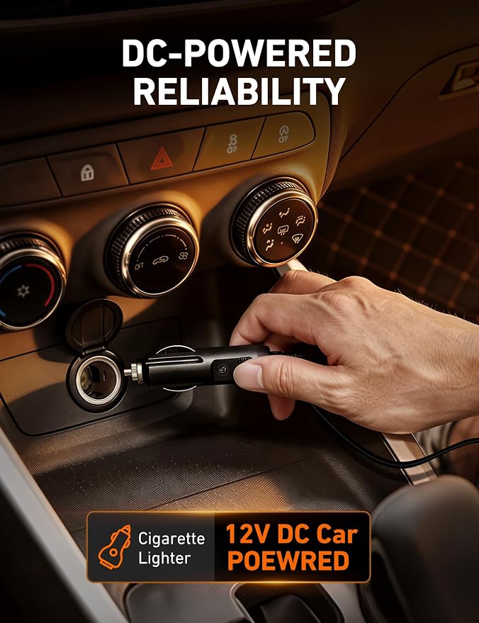 AstroAI AIRUN H Tire Inflator Portable Air Compressor,9.8Ft Cord-12VDC-Powered Auto Shut-Off,Fast Inflation Electric Air Pump for Car Tires-Car Accessories with Digital Pressure Gauge,LED Light,Yellow