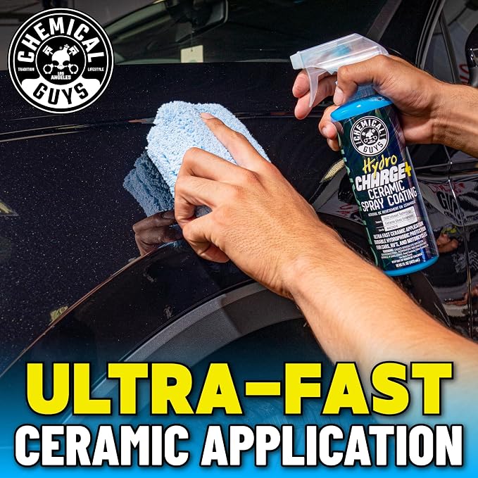 Chemical Guys WAC23016 HydroCharge High-Gloss Hydrophobic SI02 Ceramic Spray Coating (Works on Car, Truck, SUV, RV, Boat and Motorcycle Paint), 16 fl. oz, Blue | Ceramic spray coating adds high gloss, slickness and hydrophobic water beading on paint, g...