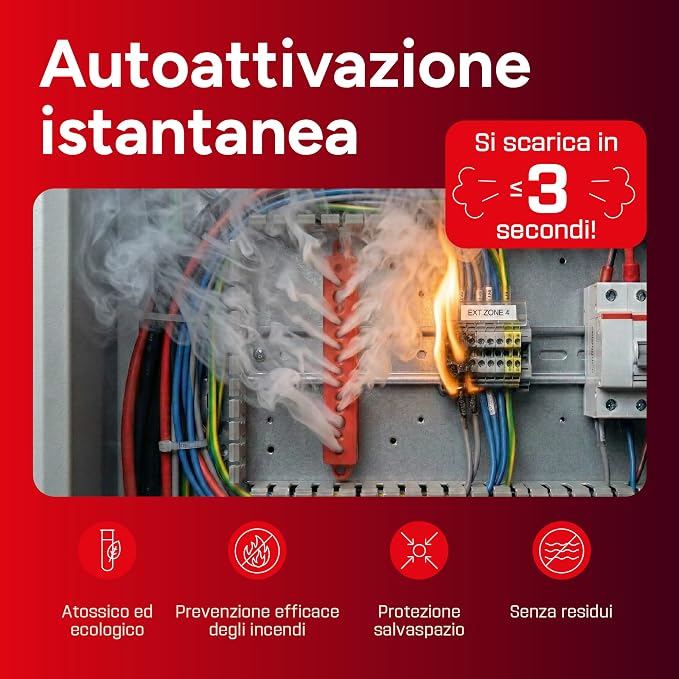 Small Automatic Fire Extinguisher | For electrical panels, fuse boxes, lithium batteries, inverters, solar systems, vehicles, boats and technical compartments.