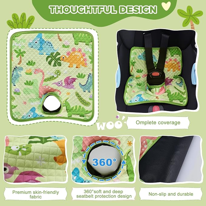 Car Seat Protector for Potty Training, 2 Pack Waterproof CarSeat Liner Toilet Training for Baby Infant Toddler, Dry Seat Piddle Pads Cover for Strollers (Green)