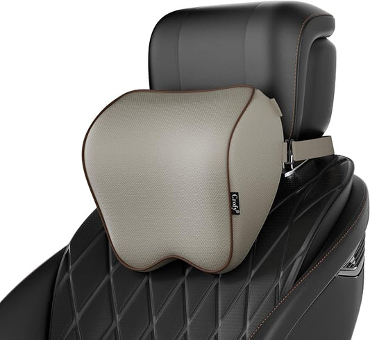 Crofy 2-Pack Car Neck Pillow, Headrest Pillow with Adjustable Strap, Gray | Soft Memory Foam; Ergonomic Design Fits Most Car & Office Chairs; Breathable Removable Pillow Cover Is Machine Washable
