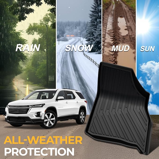 Floor Mats for Chevy Traverse 2018-2023, All Weather Floor Mats Trunk Cargo Liner with Backrest Protectors Accessories, Full Coverage Set (Fit 7 Seats)