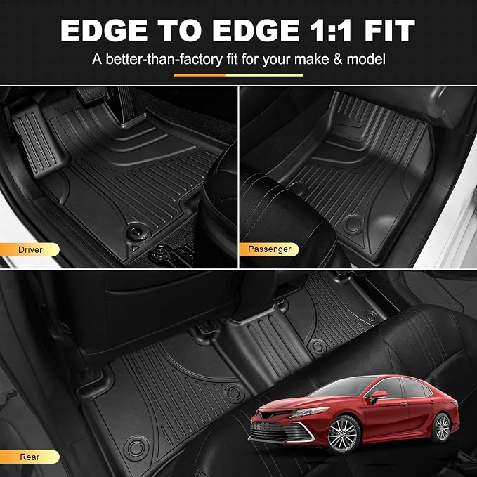 Floor Mats for Toyota Camry 2018-2024 FWD Gas, Floor Liners & Cargo Liner | Not for AWD or Hybrid. Custom Fit Car Mats All-weather Protection Waterproof Easy to Clean Heavy Duty