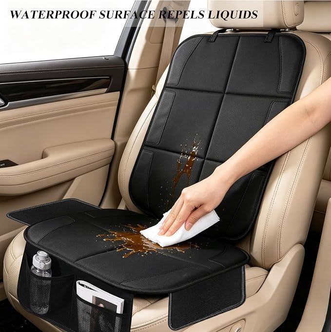 Meolsaek Car Seat Protector for Child Car Seat，600D Waterproof Car Seat Cover，Thickest Padded Non-Slip Fabric for Child and Pet with Pockets (1 pc)