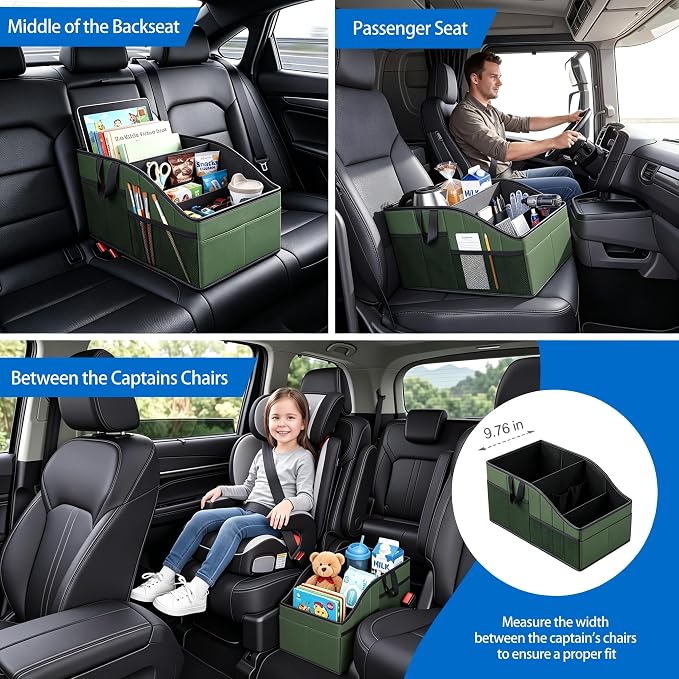 WHHMK Car Storage, Sturdy Leather Car Backseat Organizers, Support Up to 33 LB Weight Automotive Front Seat Organizer, Floor Organizer and Storage Used for SUV Truck Toys Snack Water Bottles Holder