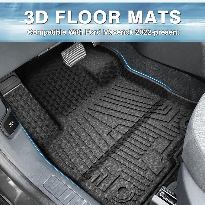 Mixsuper Custom Fit Floor Mats for Ford Maverick 2026 2025 2024 2023 2022 (Only Fits Hybrid Models) All Weather Floor Liners 1st & 2nd Row Set Black