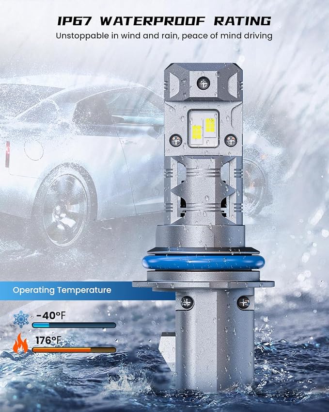 FRANXI 9004/HB1 LED Bulbs Fog Light, 800% Brightness Hi/Low Beam, Pack of 2 | 16000LM 800% Super Bright, 6000K Cool White Plug and Play, IP67 Waterproof