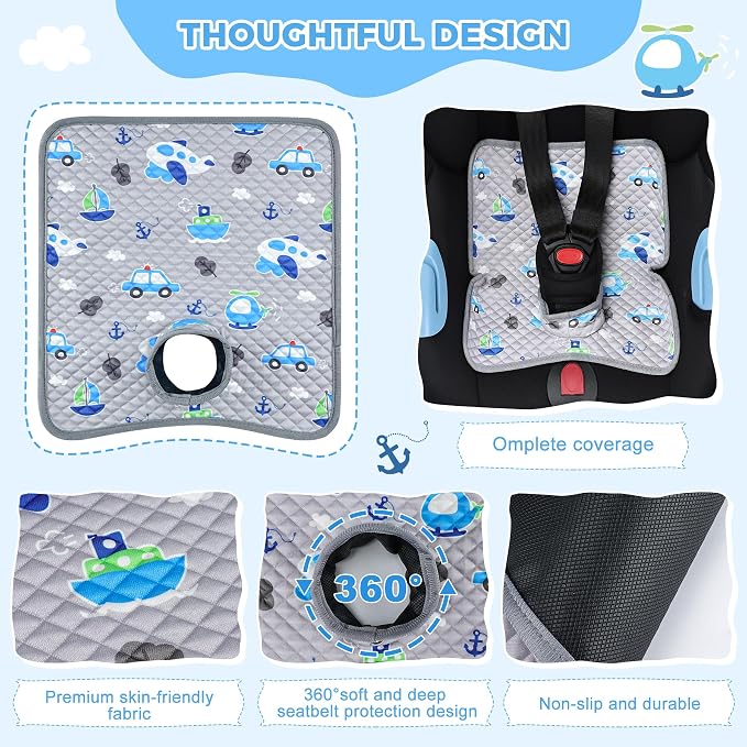 Car Seat Protector for Potty Training, 2 Pack Waterproof CarSeat Liner Toilet Training for Baby Infant Toddler, Dry Seat Piddle Pads Cover for Strollers (Plane-Grey)