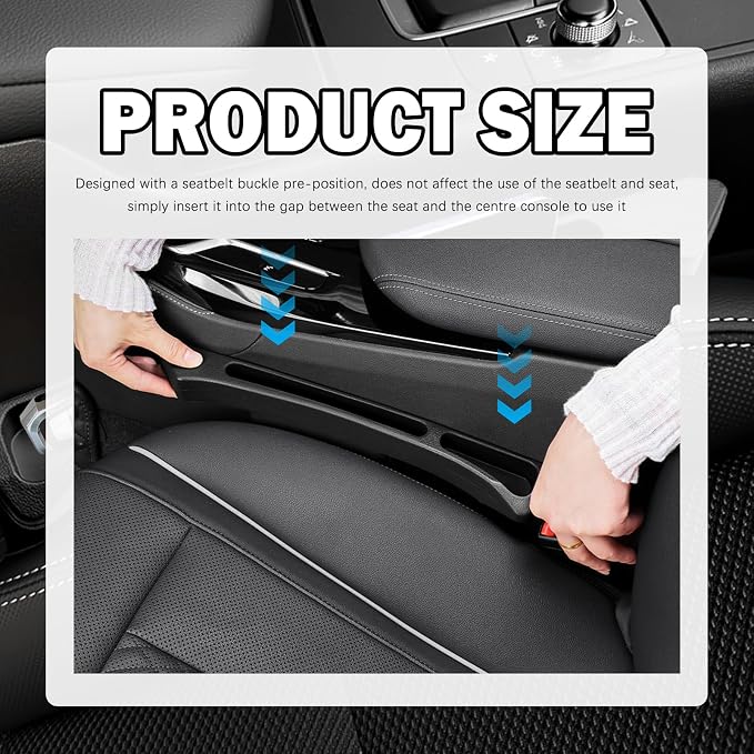 2PCS Deepened Car Seat Gap Filler Organizer,Multi-Function Car Gap Seat Filler with Dual Storage Slots & Bottom Charging Opening,No Drop Between Seats Cars Gaps Fillers Organizer