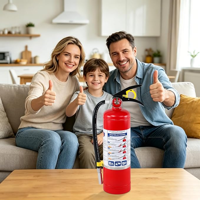 5 lb ABC Dry Chemical Fire Extinguishers, 2A:10B:C Rating with Quick Release Handle, Suitable for Electrical, Grease, Wood & Liquid Fires, for Home, Business, Boat, Truck & Car