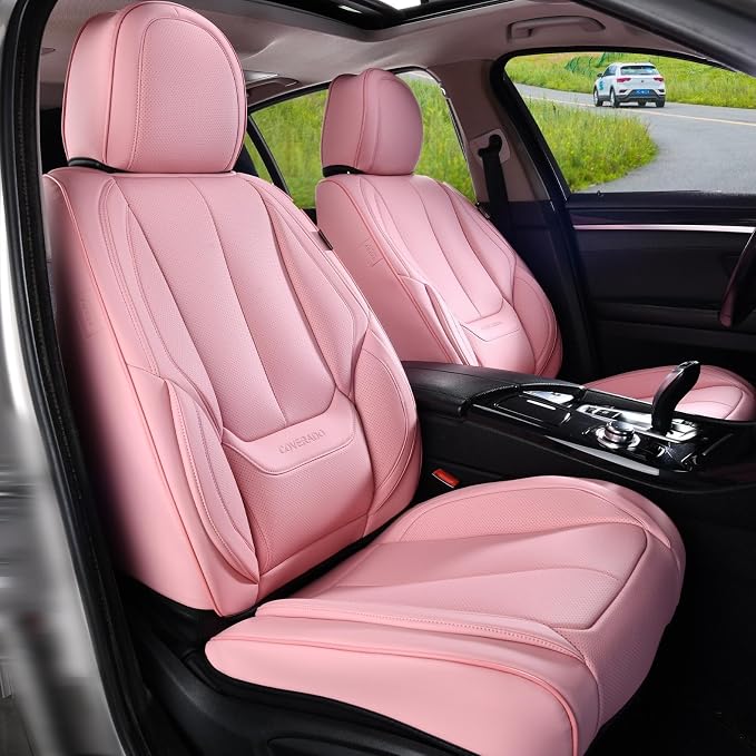 Coverado Car Seat Covers, Seat Covers for Cars, Waterproof Leather Auto Seat Protectors, Leather Car Seat Cushion, Car Interiors Accessories Universal Fit for Most Cars