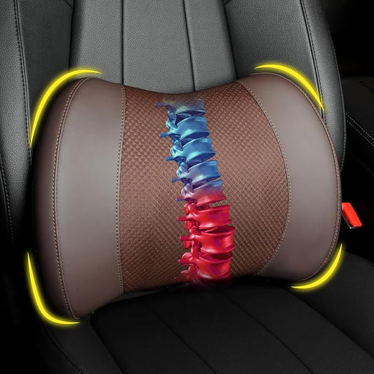 Lofty Aim Lumbar Support Pillow for Car, Car Seat Back Support for Driving | Memory Foam Car Lumbar Support for Driving Seat, Car Back Cushion, Adjustable Straps, Lower Back Pillow, Office Chairs, Brown