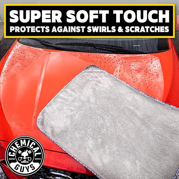 Chemical Guys, Woolly Mammoth Large Drying Towel, Gray, 36 x 25 in, 2 Pack | Ultra-plush oversized towel soaks up water fast to dry the whole vehicle, soft and scratch-free on paint, two pack