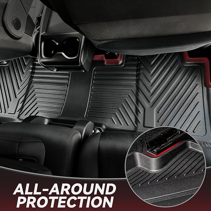 YITAMOTOR Floor Mats Compatible with 2019-2024 Dodge Ram 1500 Crew Cab (New Body), with 1st Row Bucket Seats, No Rear Under Seat Storage Box, Custom Fit Floor Liners 1st & 2nd Row