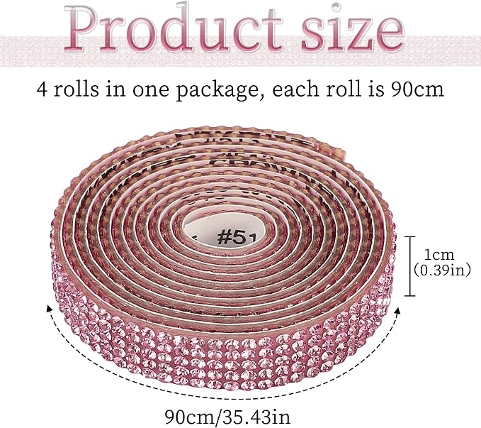 TOMALL Bling Car Door Guard Crash Bumper Crystal Anti-Scratch Strip Sticker Crystals Car Door Bumper Protector Accessory DIY for Interior and Exterior Decoration Styling Accessories (Light Pink)