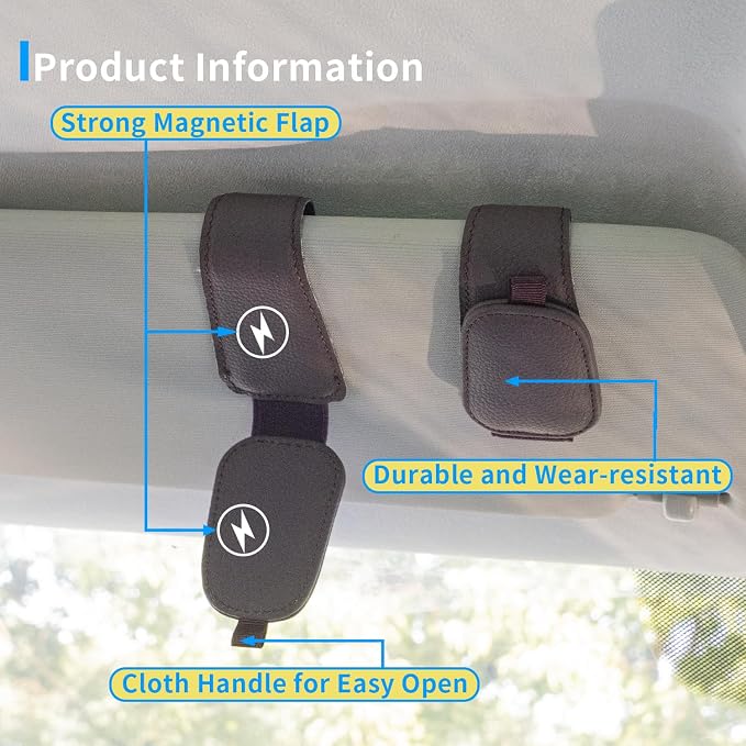 Yuoyar 2 Packs Magnetic Sunglass Holder for Car Visor (Purple) | Magnetic Interior Car Accessories