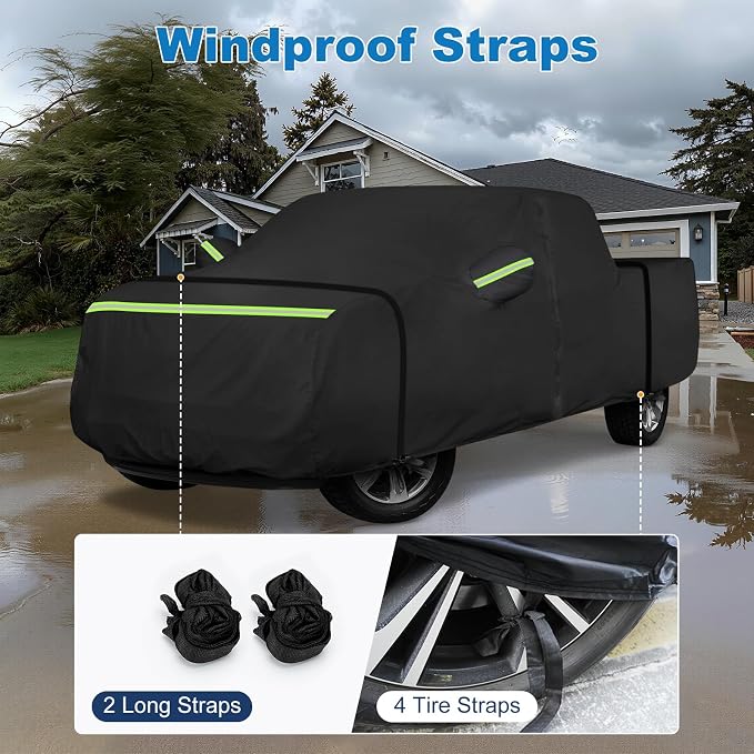 QUNSUNUS Truck Cover for Ford F150 SuperCrew 5.5ft&6.5ft Bed and Regular Cab 8ft 2004-2025, Waterproof F150 Truck Cover with Zipper, Compatible with RAM 1500 Crew Cab 6.4ft 2019-2025