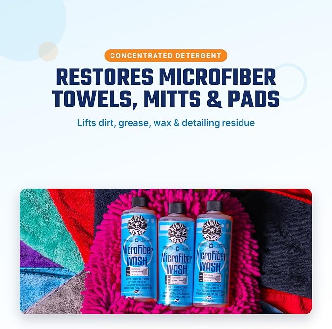 Chemical Guys, Microfiber Wash & Towel Detergent, Concentrated, 1 Gallon | Concentrated detergent deep-cleans microfiber towels, mitts and pads, lifting wax, grease and grime, orange scent