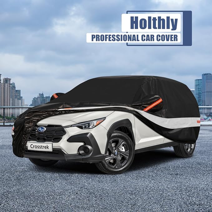 10 Layers SUV Car Cover Custom Fit for Subaru Crosstrek (2017-2026) Waterproof All Weather for Automobiles, Outdoor Full Cover Sun UV Rain Protection with Cotton.Black
