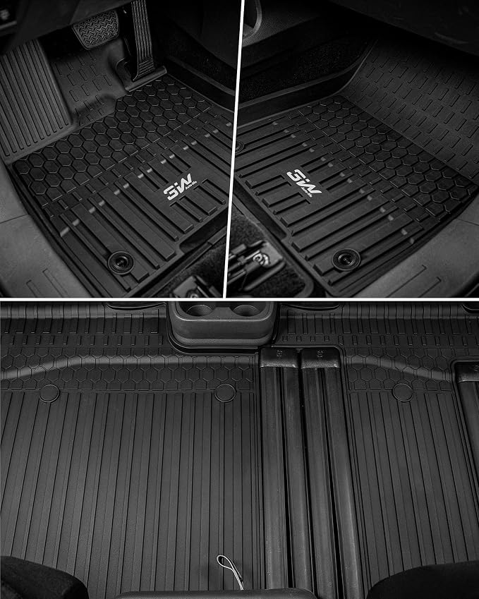 3W Floor Mats & Cargo Liner Fit Toyota Sienna Platinum with Refrigerator 2024-2026, TPE Custom Fit Floor Liner and Trunk Mat for Sienna 7 Seat (w/o Spare tire)