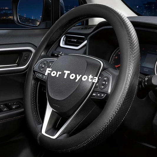 Steering Wheel Cover for Toyota RAV4, Camry, Corolla, Tacoma, Highlander, Sienna, Fit 14.5-15" Wheels, Standard Size (Black)