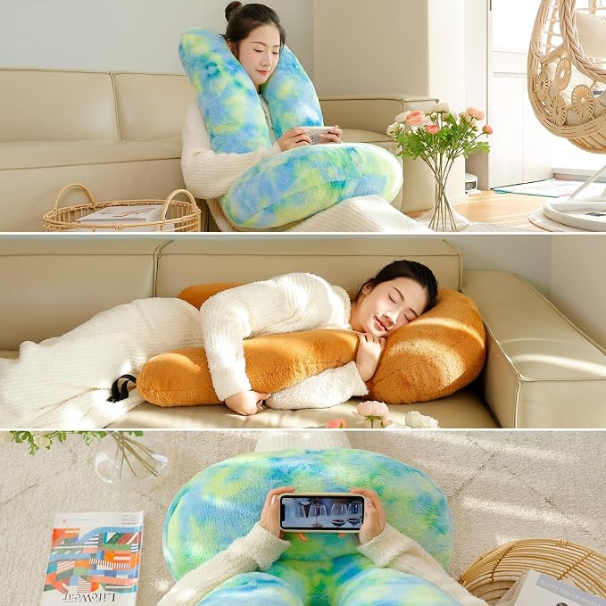 FHSGGP Travel Pillow Car Travel Sleep Support Pillow | 2-in-1 Lap Pillow and Car Pillow With Neck and Body Support for Adults and Kids on Long Trips Kids Travel Pillow Purple