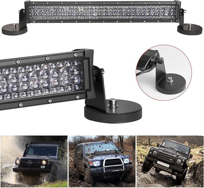 Magnetic Base Mounting Brackets, 2pcs Powerful Sucker Holder Magnet Mount for LED Light Bar, Pods, Off Road Driving Lights