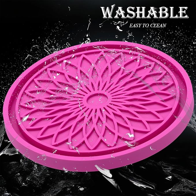 2-Pack Car Cup Holder Coaster Inserts, 2.75 Inch Non-Slip Silicone Liners, Shockproof Drink Holder Mat for Women Men, Universal Fit for Most Vehicles (Rose Red)