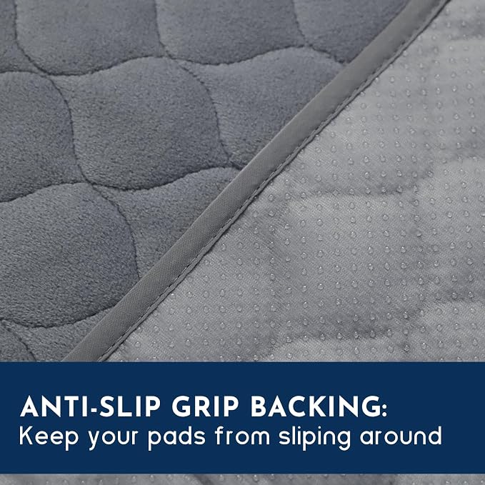 Reusable Waterproof Incontinence Chair Pads (22" x 21") - Machine Washable Seat Protector - Chair Protector Seat Cover, Extra Heavy Absorbency, Seat, Car, Wheelchair & Recliner (Grey, 4 Pack)