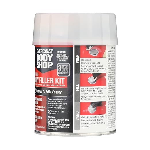 Evercoat Body Shop 105015 Pro-Grade Body Filler Kit, Easy to Build and Shape, Multipurpose for Dents in Aluminum, Fiberglass & More, Easy Mix Hardener Included 13 Fl Oz.