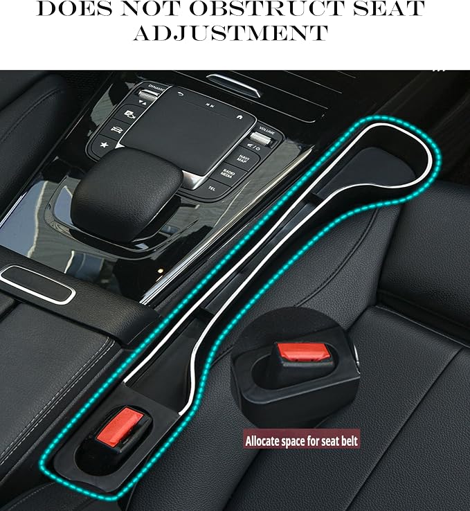 Upgraded Car Side Seat Gap Filler Dual Slot Organizer with Phone Cup Holder(2, black)