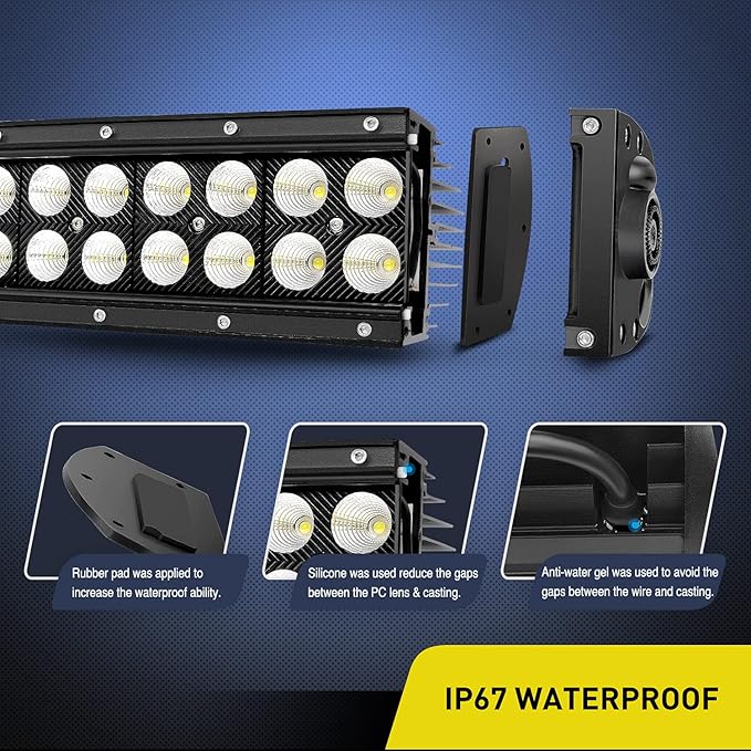 Nilight ZH119 54Inch 54 Inch 312W Curved Spot Flood Combo Bar LED Off Road Driving Light and 1PC 14AWG 12V 5Pin Rocker Switch Wiring Harness Kit-1 Lead, 2 Years Warranty