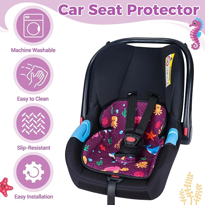 Piddle Pad Car Seat Liner, Waterproof Soft Car Seat Protector for Potty Training, (Purple Ocean)