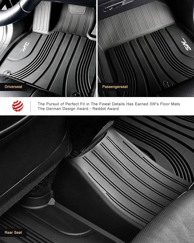 3W Floor Mats Fit 2022-2025 2026 Hyundai Tucson (Not for Hybrid), All Weather TPE Custom Fit Car Floor Liners 1st & 2nd Row, Black