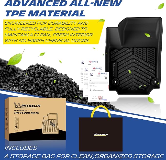 Michelin Vehicle Mats, All-Weather TPE Custom Fit Liner for 2025-2026 Chevrolet Equinox/GMC Terrain Gas (6 Piece), Premier