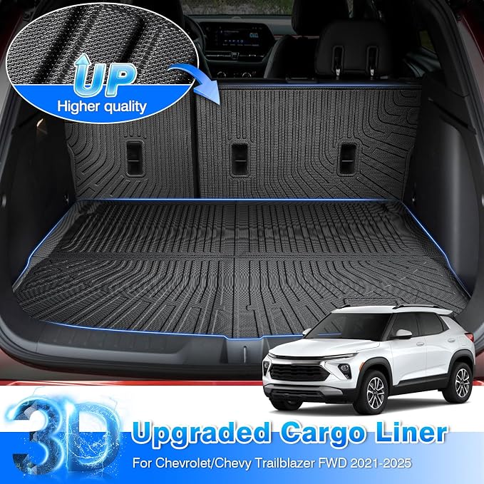 Cartist Floor Mats for Chevy Trailblazer FWD 2021-2025 2026, All Weather Cargo Liner for Trailblazer Accessories, Heavy Duty Car Mats, Car Accessories (Only Fit Cargo in Upper Deck Position)