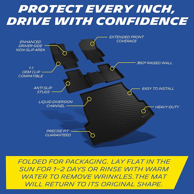 Michelin Vehicle Mats, Premier Series All-Weather TPE Custom Fit Liner for 2019-2025 Toyota RAV4 Gas Floor Mats (4 Piece)