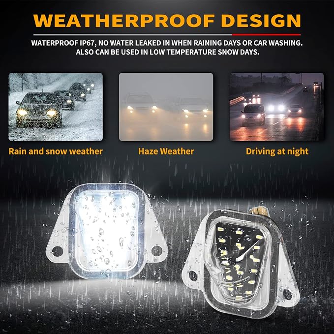 Gempro LED License Plate Lights Rear Bumper Tag Lamp Assembly for 2007-2014 Chevy Suburban Tahoe GMC Yukon C-adillac Escalade ESV, 6000K White 2PCS