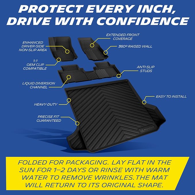 Michelin Vehicle Mats, All-Weather TPE Custom Fit Liner for 2018-2024 Chevy Equinox/GMC Terrain Gas (4 Piece), Not fit Equinox EV, Premier