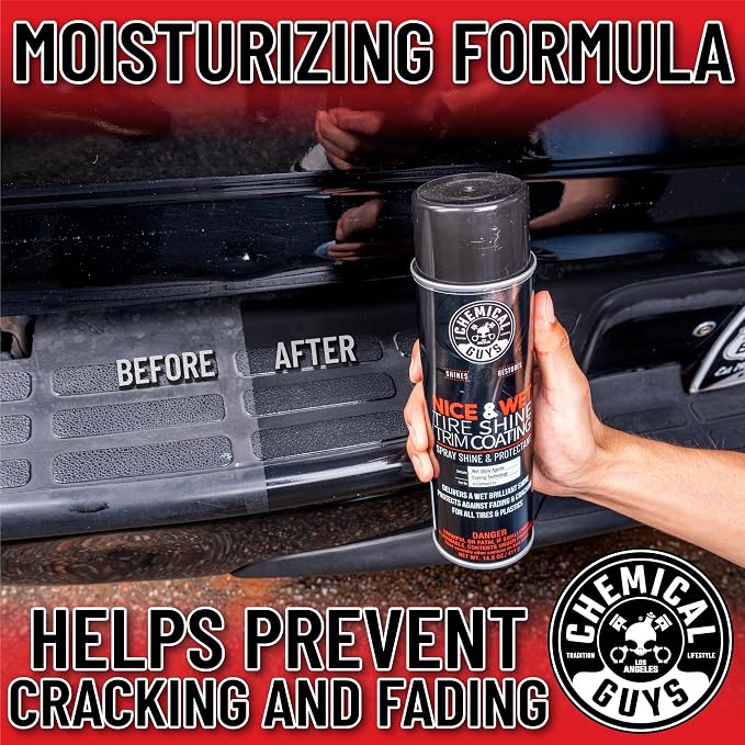 Chemical Guys, Nice & Wet Tire Shine Coating for Rubber & Trim, 14.5 oz | For rubber, plastic, and vinyl, on cars, trucks, SUVs, motorcycles, and RVs, water-based tire and trim coating