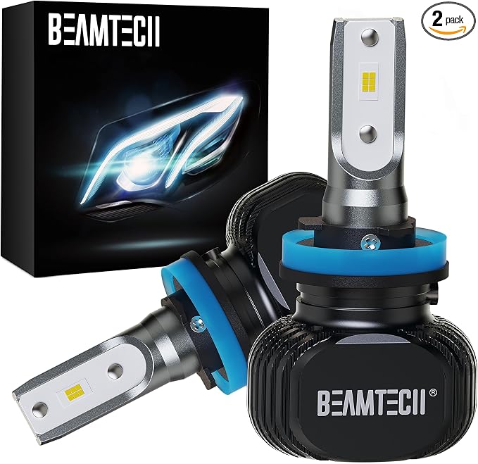 BEAMTECH H11 Bulbs, H8 H9 Fog Bulbs Fanless 300% Brighter, Pack of 2