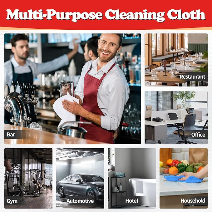 FIXSMITH Shop Towels, Microfiber Cleaning Cloth Bulk, 24 Pack Microfiber Towels for Cars, All-Purpose Absorbent Cleaning Rags, Dust Cloth for Automotive, Mechanic, Garage, Bar, 11.5 x 11.5 inch