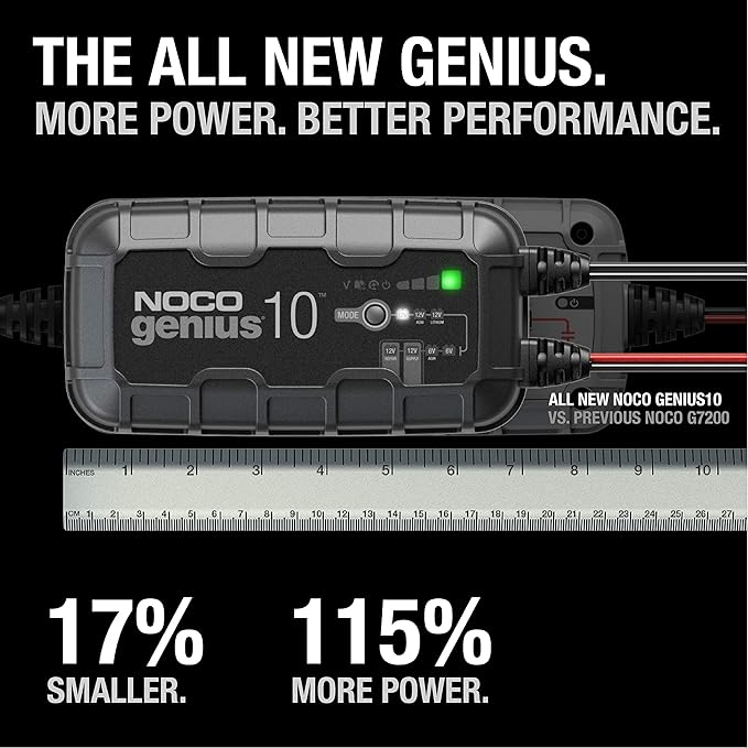NOCO GENIUS10: 10A 6V/12V Smart Battery Charger – Automatic Maintainer,Trickle Charger&Desulfator with Overcharge Protection&Temperature Compensation – for Lead-Acid-&Lithium Batteries,(Pack of 4)